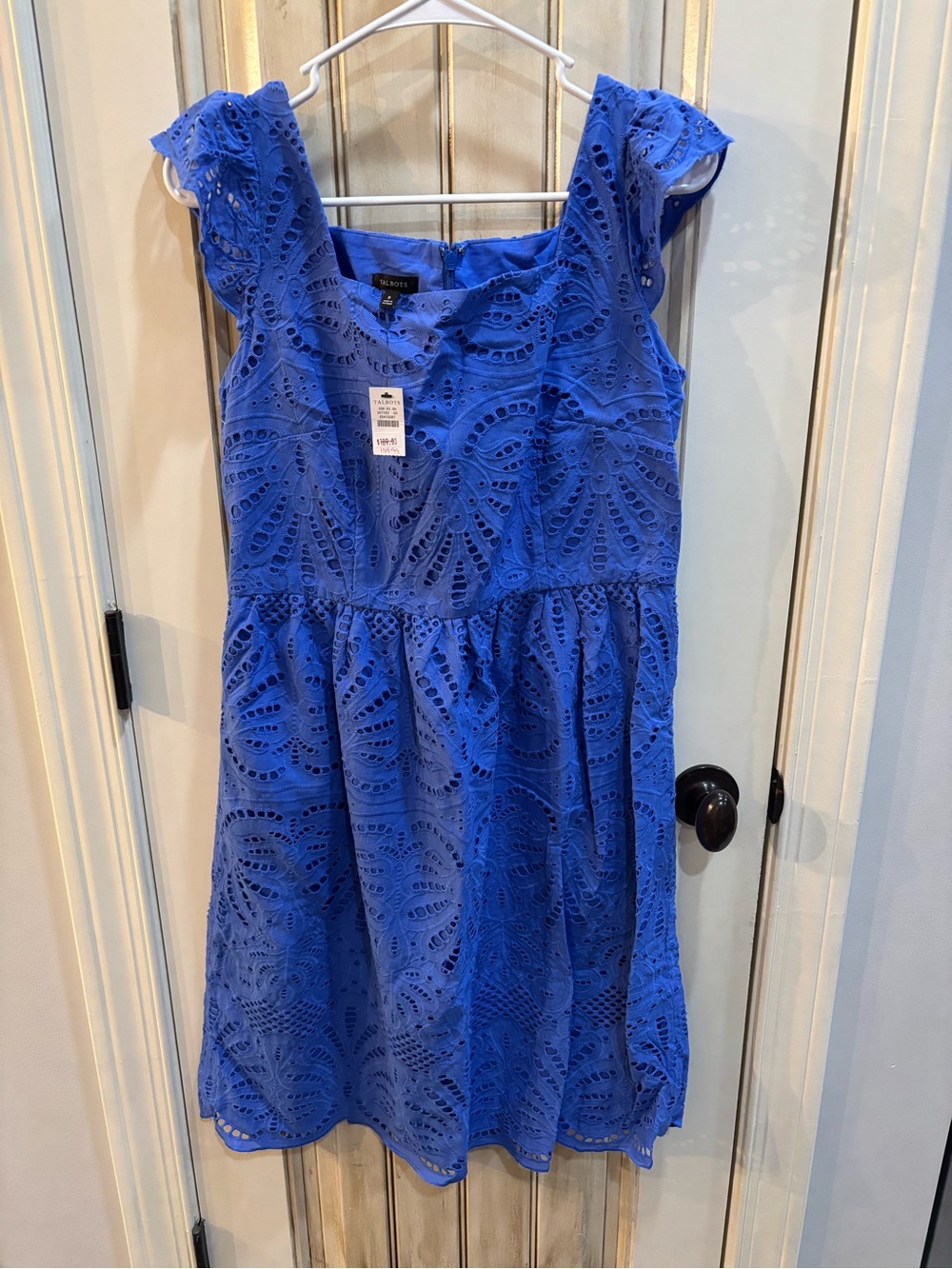 NWT Talbots Cotton Eyelet Blue Dress Size 6 Cottagecore Summer Feminine Classic